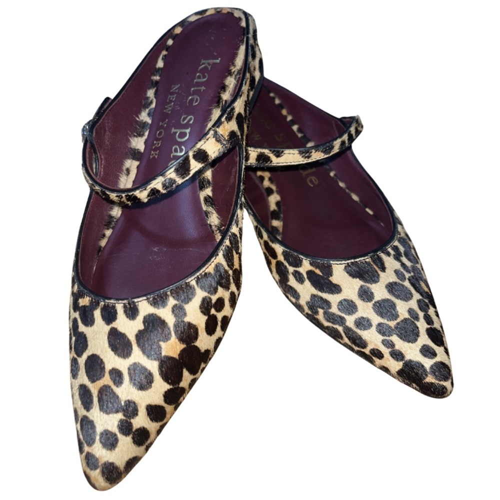 Kate Spade Meg Leopard Print Calf Hair Mules - Size 5.5 B